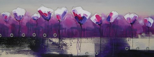 Dipinto  olio su tela fiori viola di Dipintinmovimento dim.150x50 