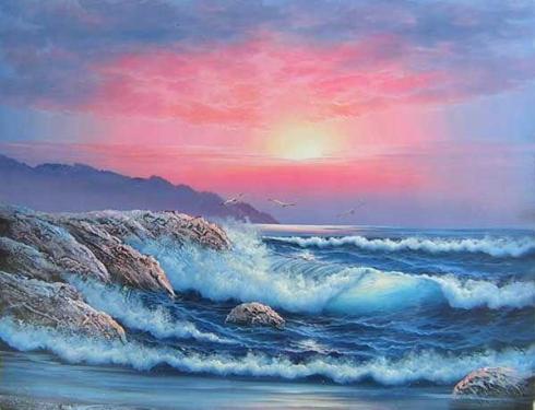 alba sul mare Dipinto a olio su tela dim.50x60 della Galleria Dipintinmovimento