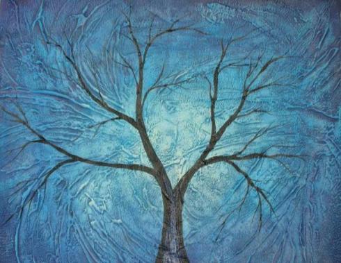 albero astratto blu  extralarge dim.60x90 della Collezione Dipintinmovimento